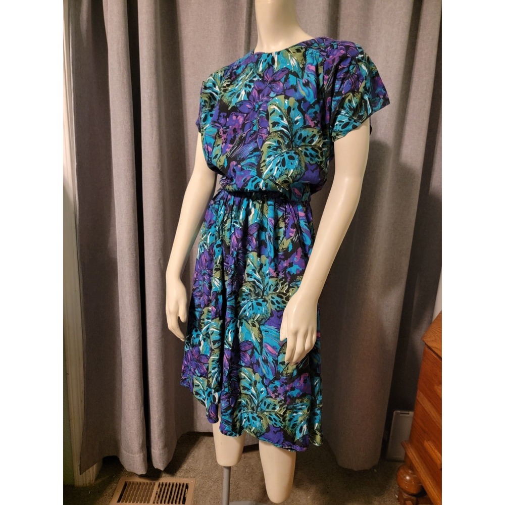 Vtg Y2k 80s 90s Luci Pellini Dress Bold Floral Flowy Skirt Cottagecore Fairy 12
